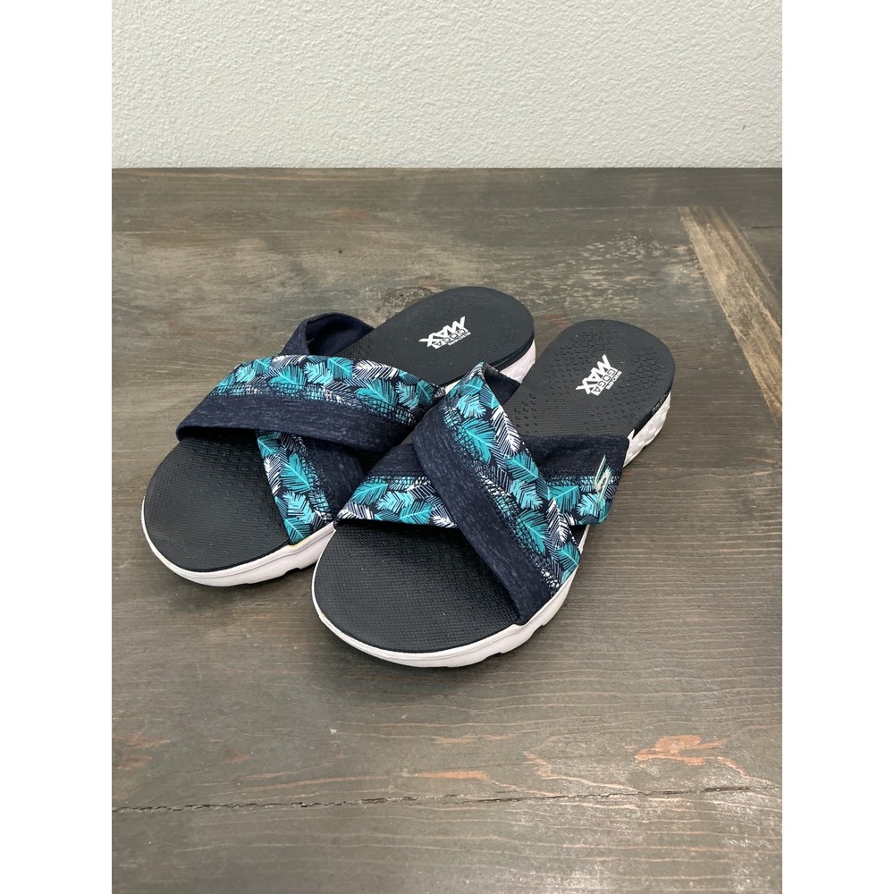 Skechers On-The-GO 600 Monarch Slide Sandals Teal Navy Size 6